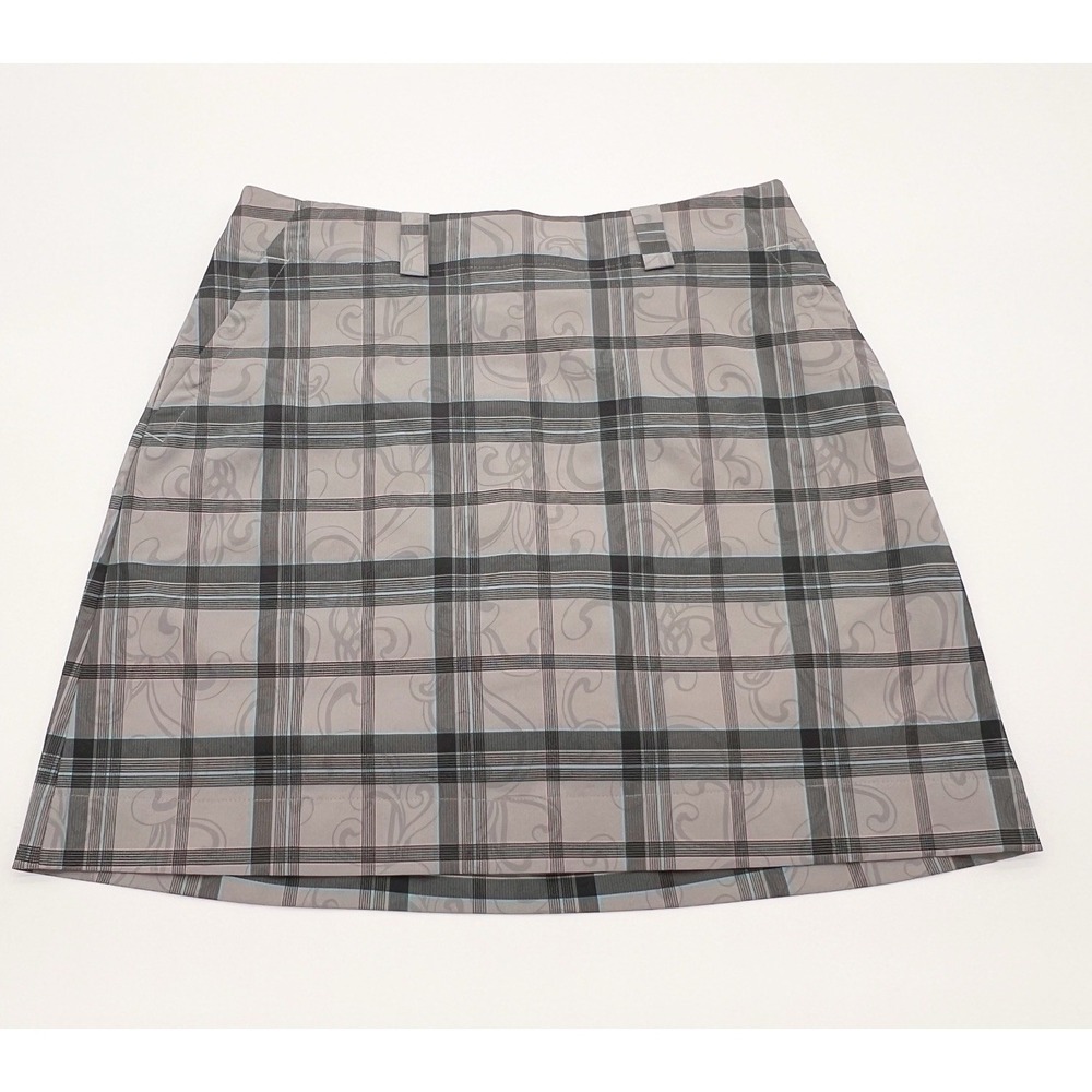 Nike Dri Fit Golf Skort‎ Size 4 Gray Plaid Skirt Mini Pockets Preppy